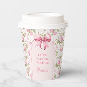 Pink Cottage Rose with Bow Love Shack Fiancé Paper Cups