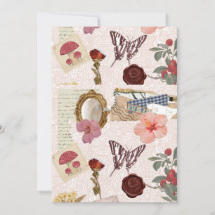 Pink Cottagecore Botanical Collage Invitation