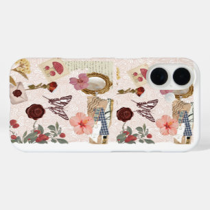 Pink Cottagecore Botanical Collage Phone Case 