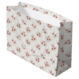 Pink Cottagecore Wildflowers Botanical Print  Large Gift Bag