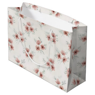 Pink Cottagecore Wildflowers Botanical Print Large Gift Bag