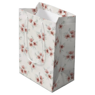 Pink Cottagecore Wildflowers Botanical Print Medium Gift Bag