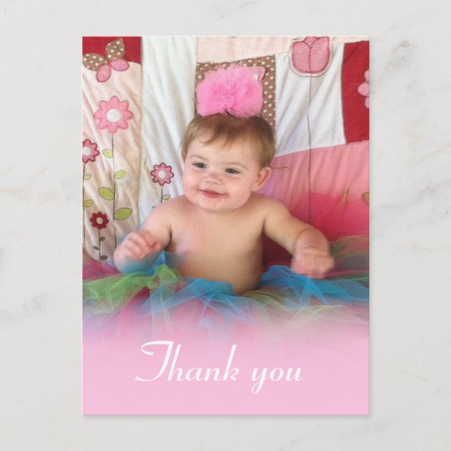 Pink Cotton Candy: Picture Thank You Postcard (Front)