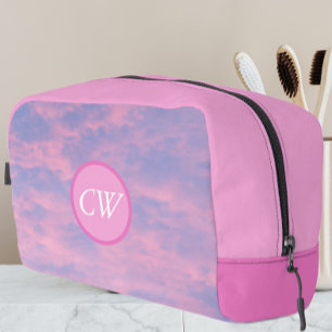 Pink Cotton Candy Sky with Initials Dopp Kit