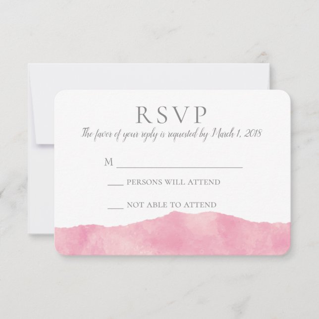 Pink Cotton Candy Watercolor Wedding RSVP Card (Front)