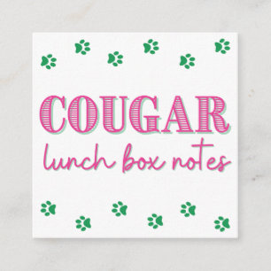 Pink Cougar Print Name Lunch Box Notes