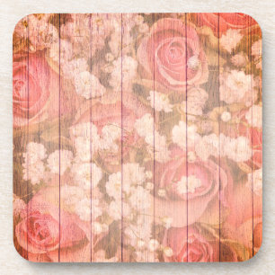 Pink Country Chic Roses Coaster