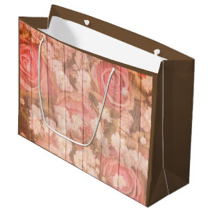 Pink Country Chic Roses Large Gift Bag