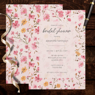 Pink Country Floral Bridal Shower Invitation