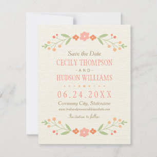 Pink Country Floral Wedding Save The Date