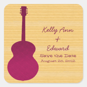 Pink Country Guitar Save the Date Stickers