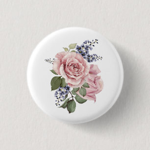 Pink Country Rose 3 Cm Round Badge