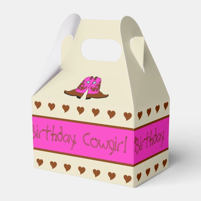 Pink Country Western Cowgirl Boots Party Gift Box (Front Side)
