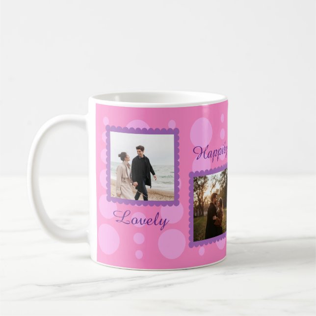 Pink Couple Photo Design with Custom Text Coffee M Mug (Left)