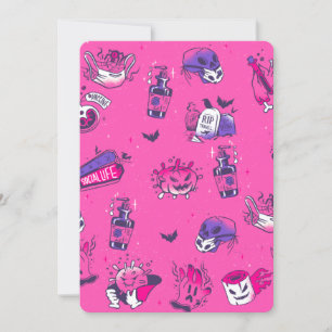 pink covid germs halloween creepy invitation