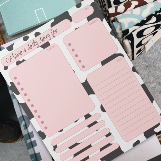 Pink Cow Daily Planner Notes and To Do List (Creator Uploaded)