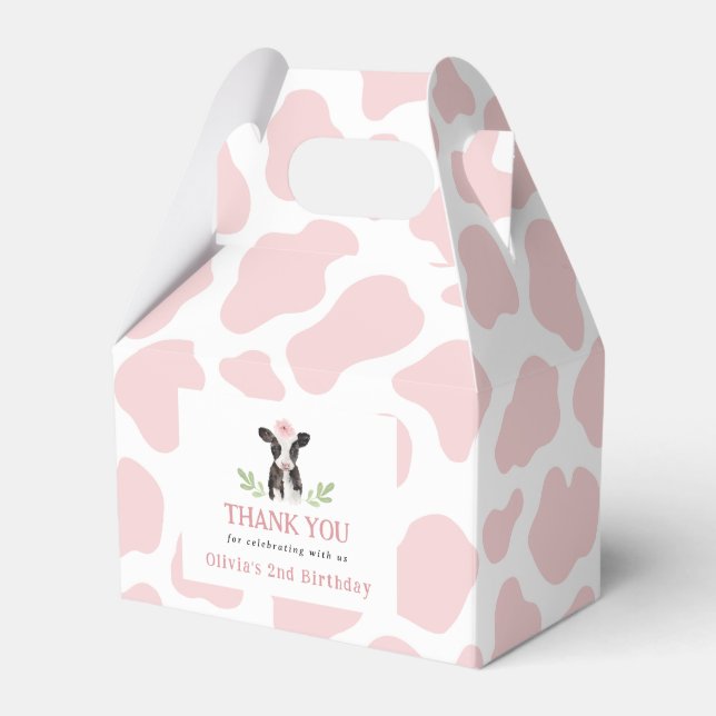 Pink Cow Pattern Favour Box (Front Side)