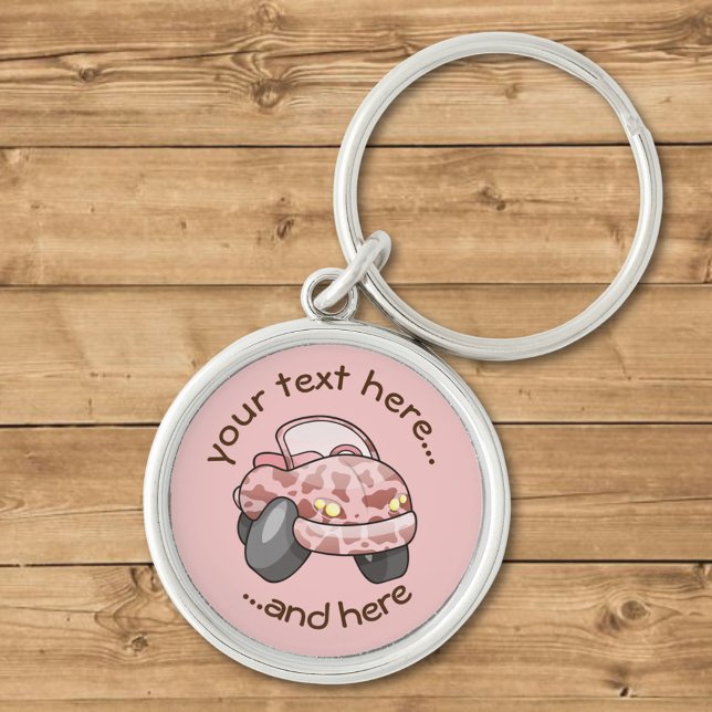 Pink Cow Print Cartoon Car Key Ring (Creator Uploaded)