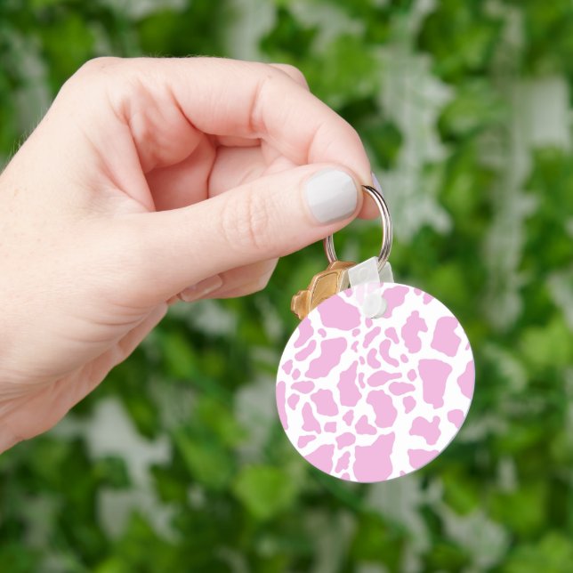 Pink Cow Print Key Ring (Hand)