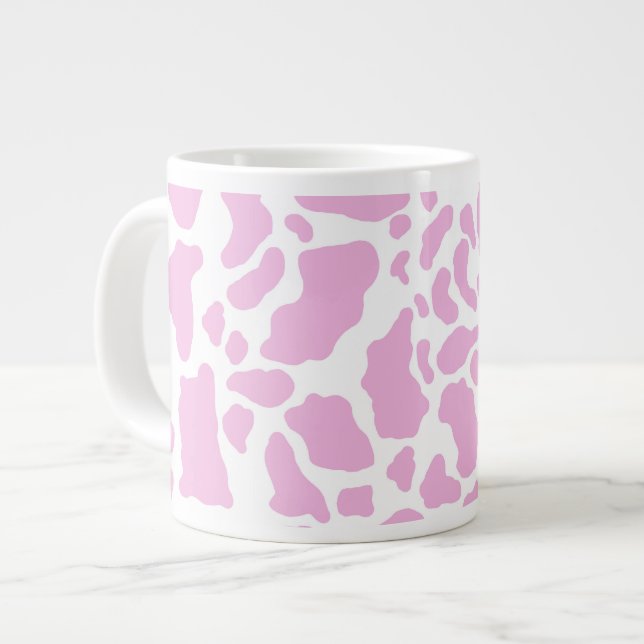 Pink Cow Print Large Coffee Mug (Front Left)