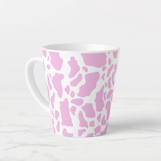 Pink Cow Print Latte Mug (Left Angle)