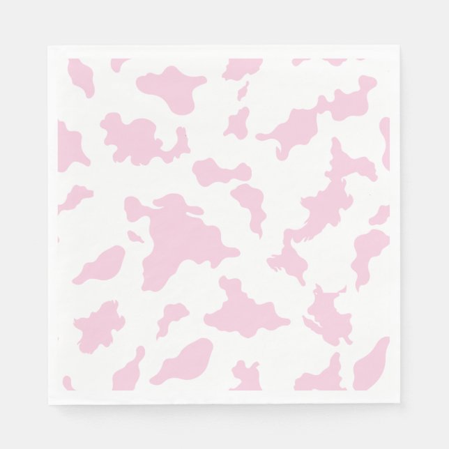 Pink Cow Print Paper Napkin (Front)