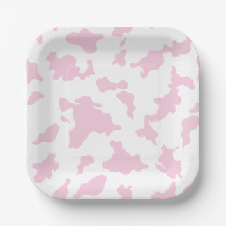 Pink Cow Print Paper Plate