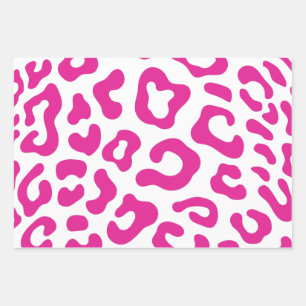 pink cow print pastel leopard animal pattern wrapping paper sheet