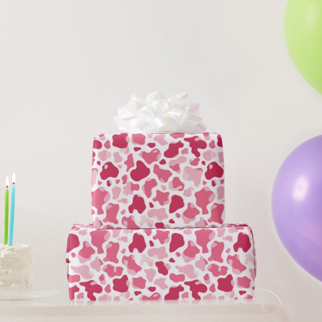 Pink Cow Print Wrapping Paper (Party Gifts)