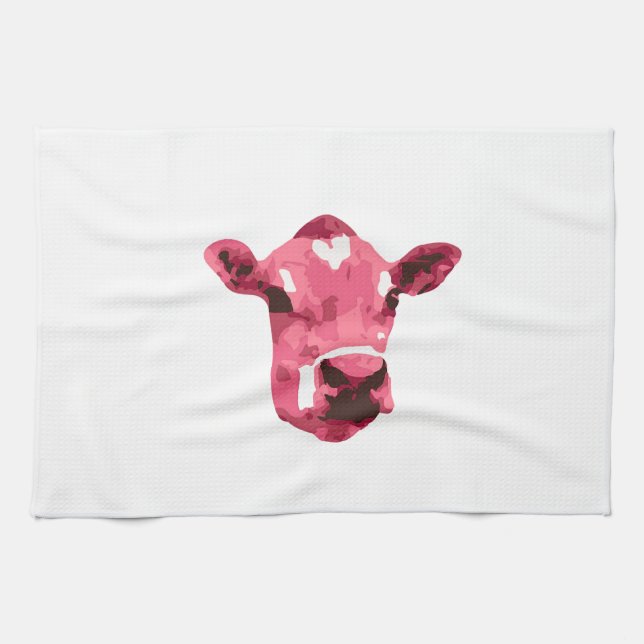 Pink cow tea towel (Horizontal)