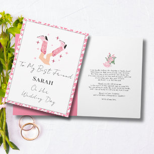 Pink Cowboy Boots & Bubbly Congratulations Bride Card