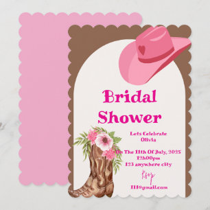 pink cowboy bridal shower invitation