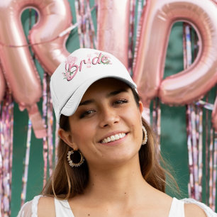 Pink Cowboy Hat With Flowers Bride 