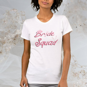 Pink Cowboy Hat With Flowers Bride Squad T-Shirt