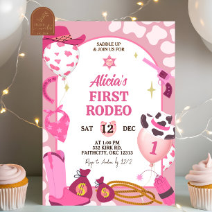 Pink Cowboy Rodeo Birthday Invitation