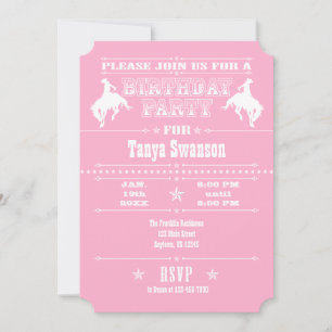 Pink Cowboy Rodeo Birthday Party Invitation