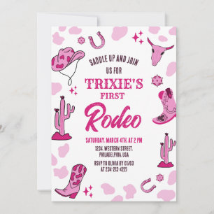 Pink Cowgirl 1st Rodeo Birthday Party Invitation