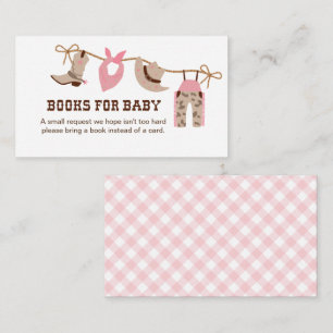 Pink Cowgirl Baby Shower Books for Baby Enclosure Card