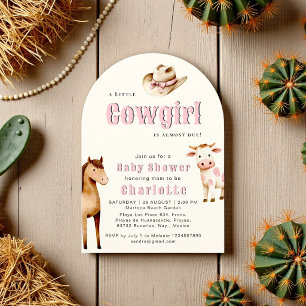 Pink Cowgirl Baby Shower Invitation Arch Design