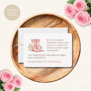 Pink Cowgirl Baby Shower Thank You Cards Boots