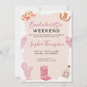 Pink Cowgirl Bachelorette Weekend Invitation
