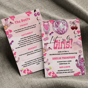 Pink Cowgirl Bachelorette West Rodeo Weekend Invitation