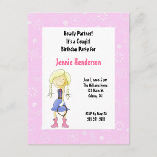Pink Cowgirl Birthday Invitation