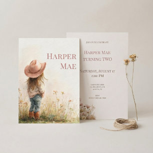 Pink Cowgirl Birthday Invitation Farm Theme