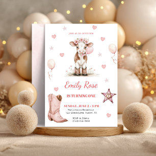 Pink Cowgirl Birthday Invitation   Farm Theme 1st 