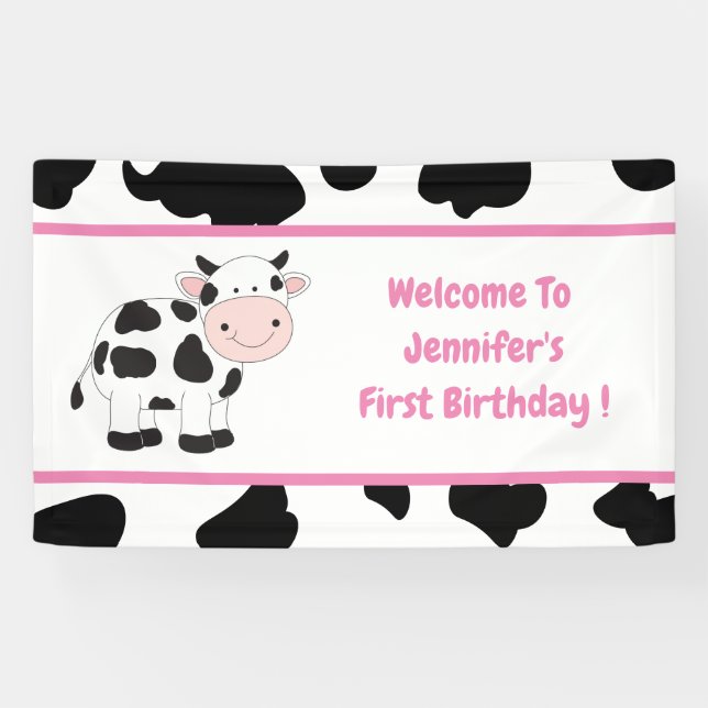 Pink Cowgirl Birthday Party Banner (Horizontal)