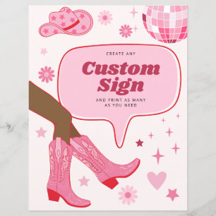 Pink Cowgirl Birthday Party Custom Sign