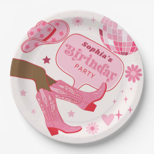 Pink Cowgirl Birthday Party Let's Go Girls Party Paper Plate