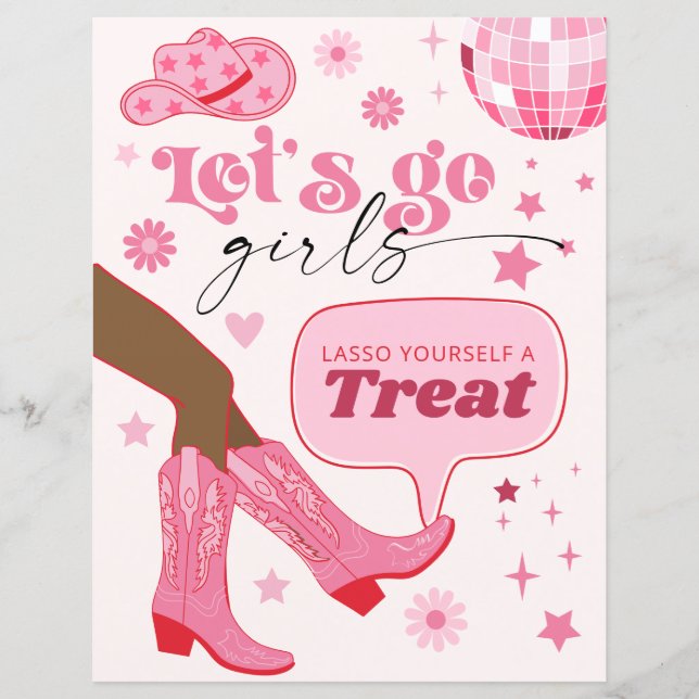 Pink Cowgirl Birthday Party Let's Go Girls Treat (Front)