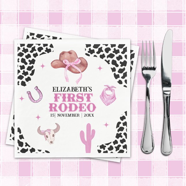 Pink Cowgirl Birthday Party Napkins – First Rodeo  (Creator Uploaded)